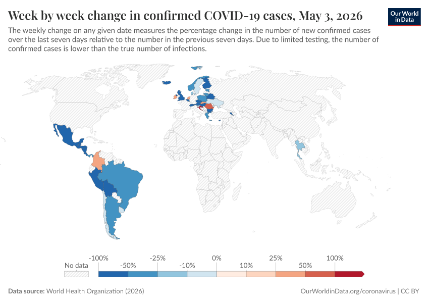 A thumbnail of the "Week by week change in confirmed COVID-19 cases" chart